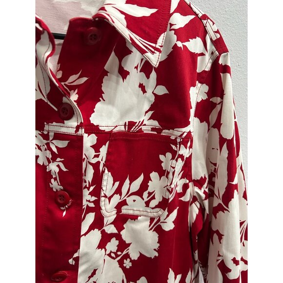 Drapers & Damons Red White Floral Womens Jacket Sz Large - Picture 4 of 8